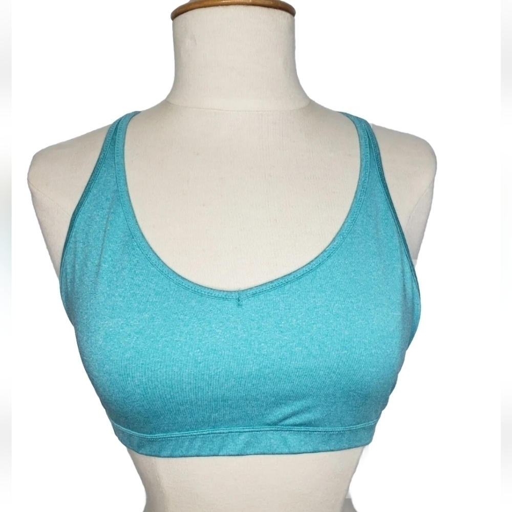 Gap Fit Strappy Back Low Impact Sports Bra Aqua Workout M